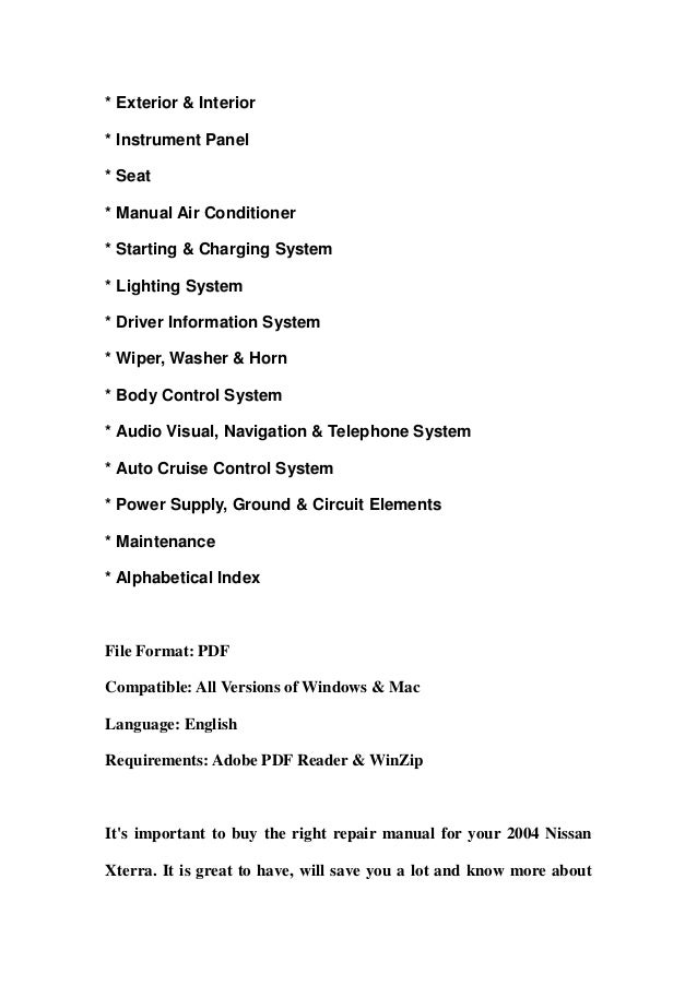 04 nissan xterra service manual daily instruction manual guides